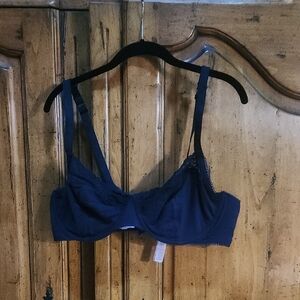 Savage X Fenty Cotton Essentials Lace Trim Unlined Bra 42dd Gently Used Black